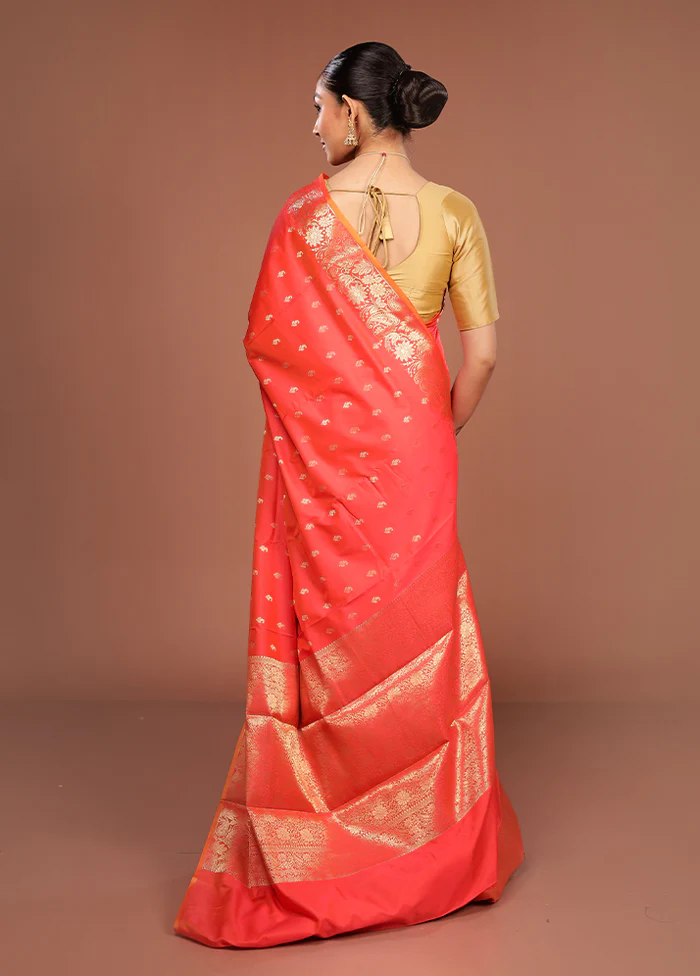 Pink Dupion Silk Saree With Blouse Piece - Image 3