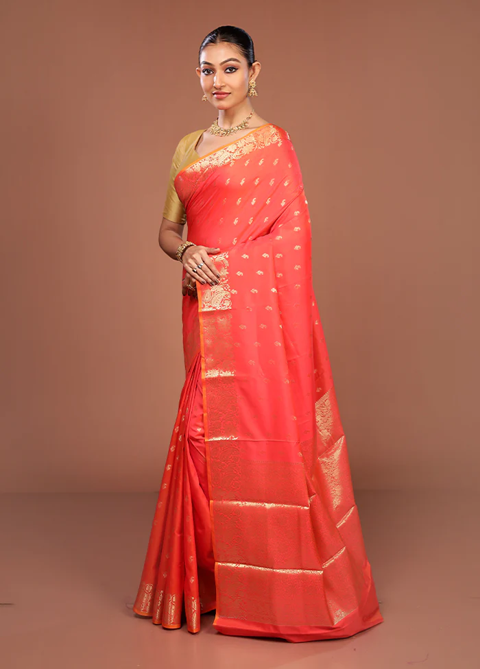 Pink Dupion Silk Saree With Blouse Piece - Image 4