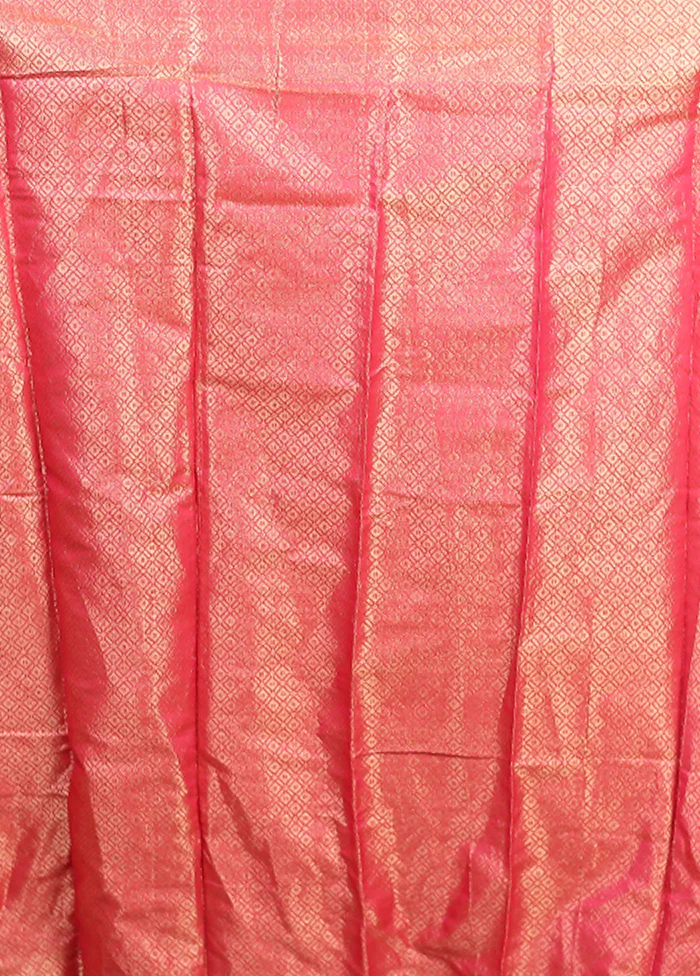 Pink Dupion Silk Saree With Blouse Piece - Image 5