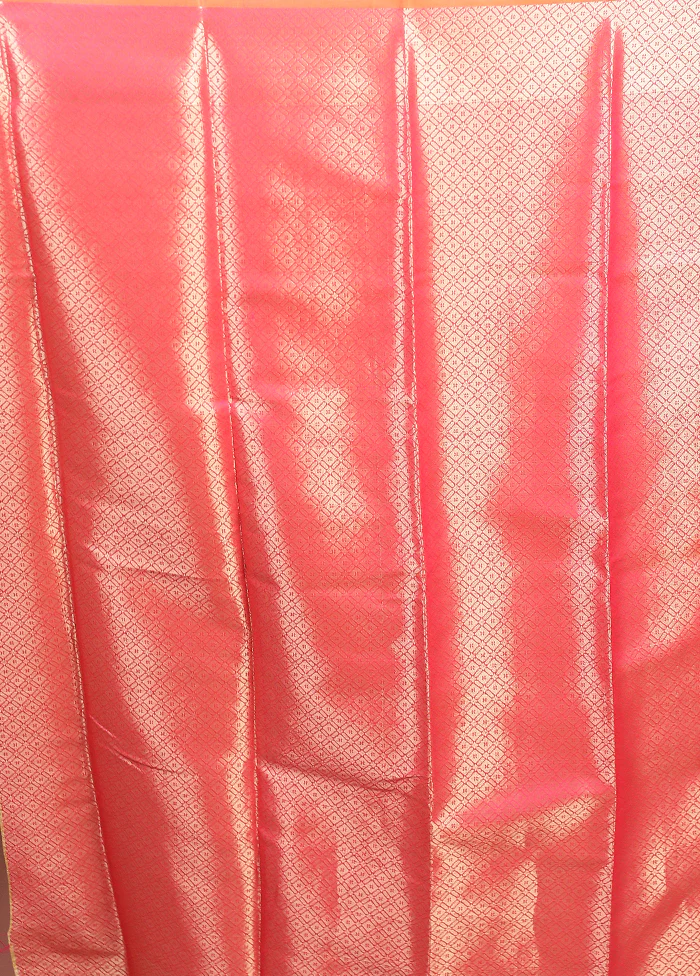 Pink Dupion Silk Saree With Blouse Piece - Image 5