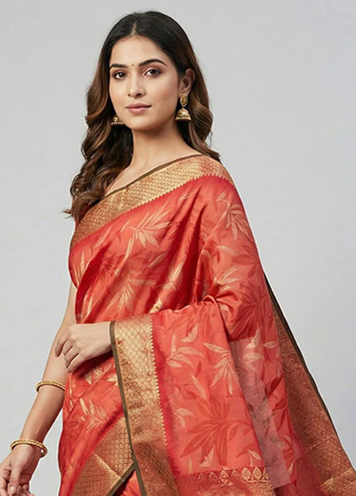 Pink Dupion Silk Saree With Blouse Piece - Image 2