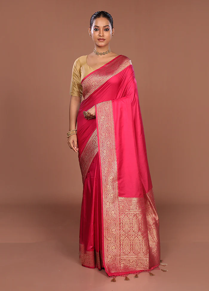 Pink Dupion Silk Saree With Blouse Piece - Image 2