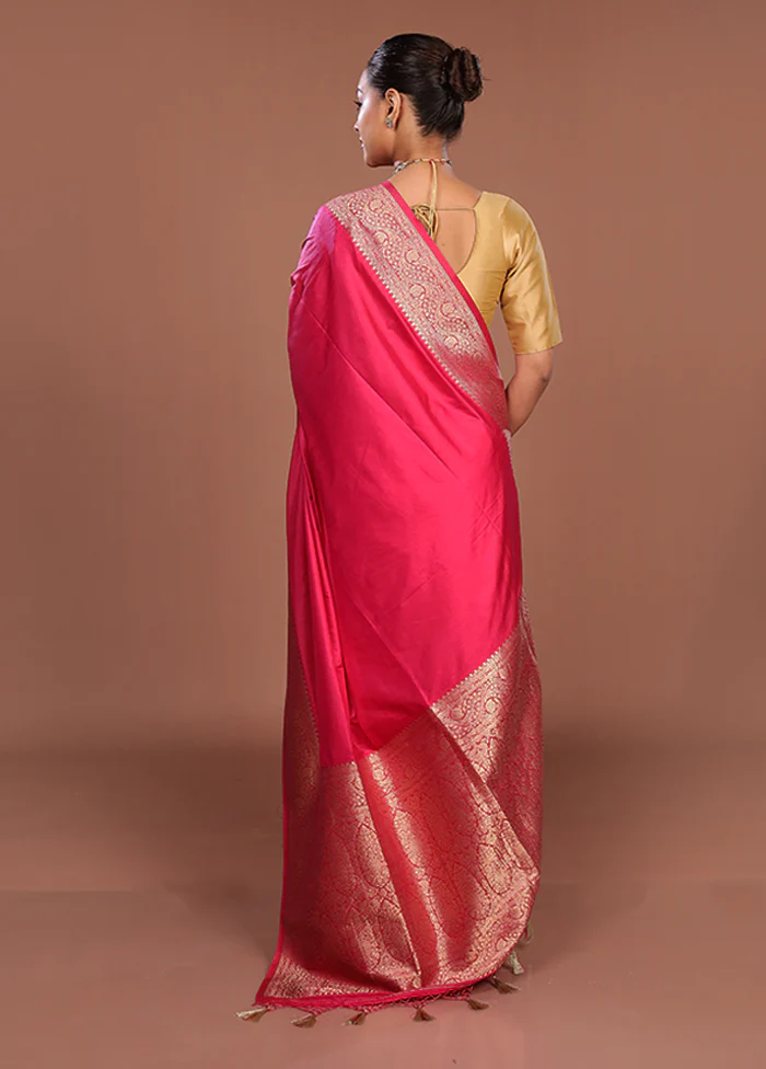 Pink Dupion Silk Saree With Blouse Piece - Image 3