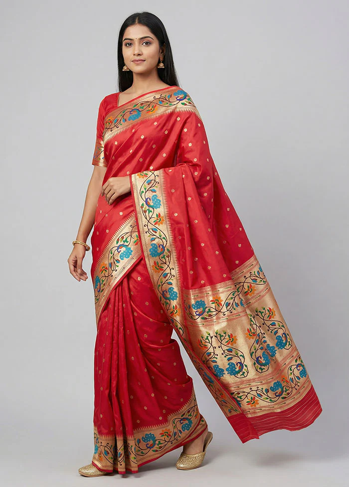 Pink Dupion Silk Saree With Blouse Piece