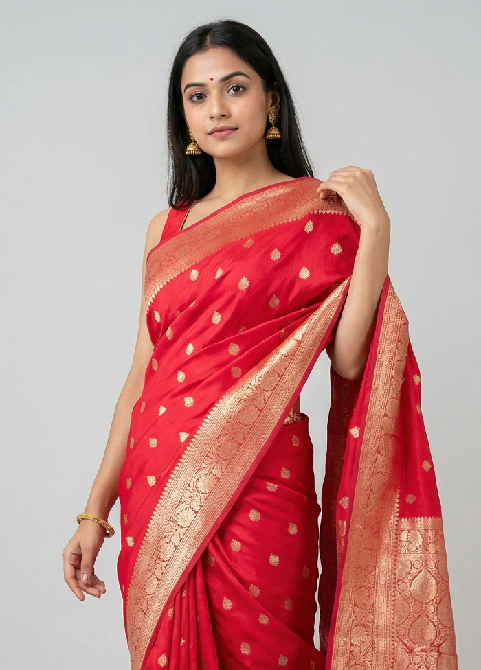Pink Dupion Silk Saree With Blouse Piece - Image 2