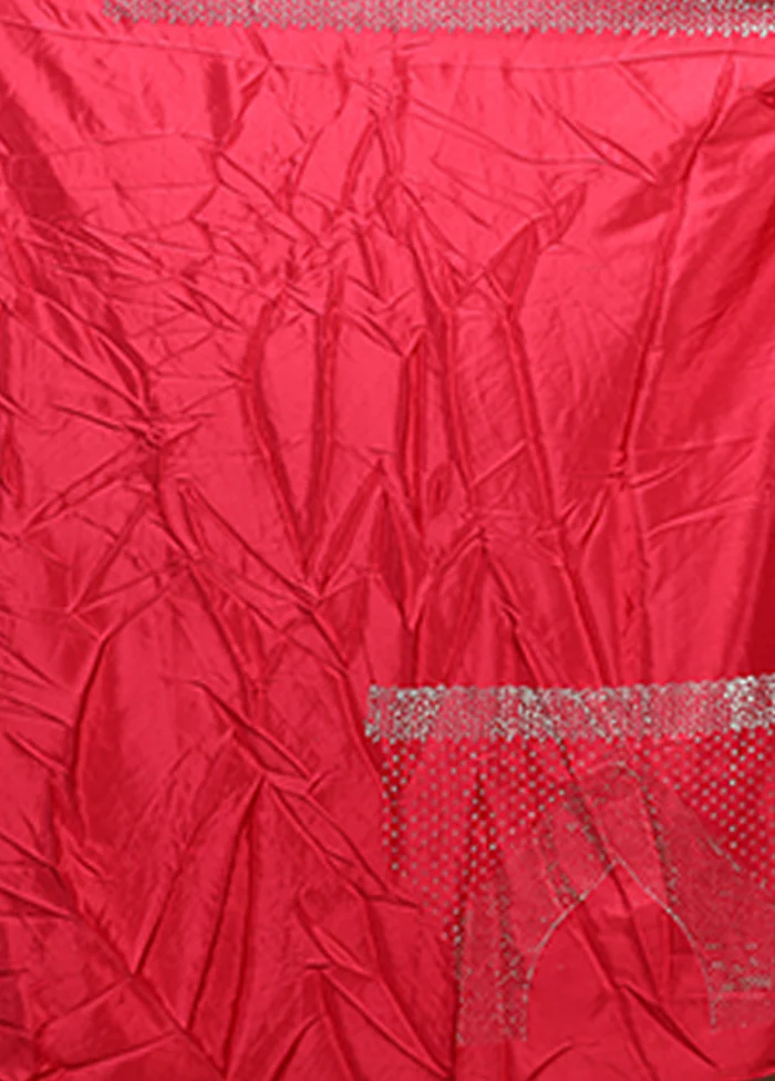 Pink Dupion Silk Saree With Blouse Piece - Image 5