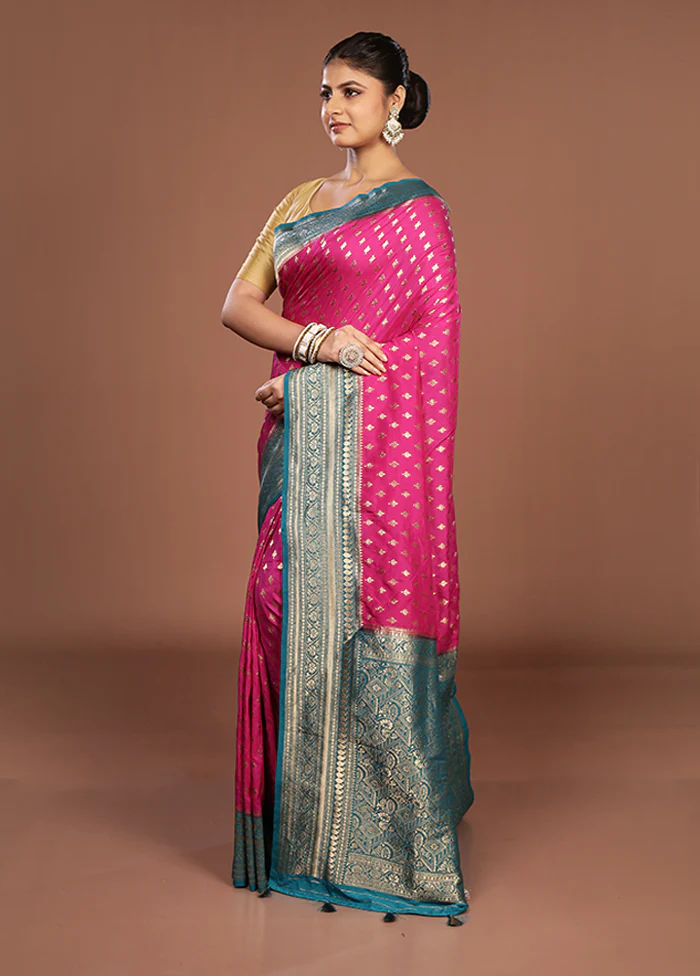 Pink Dupion Silk Saree With Blouse Piece - Image 4