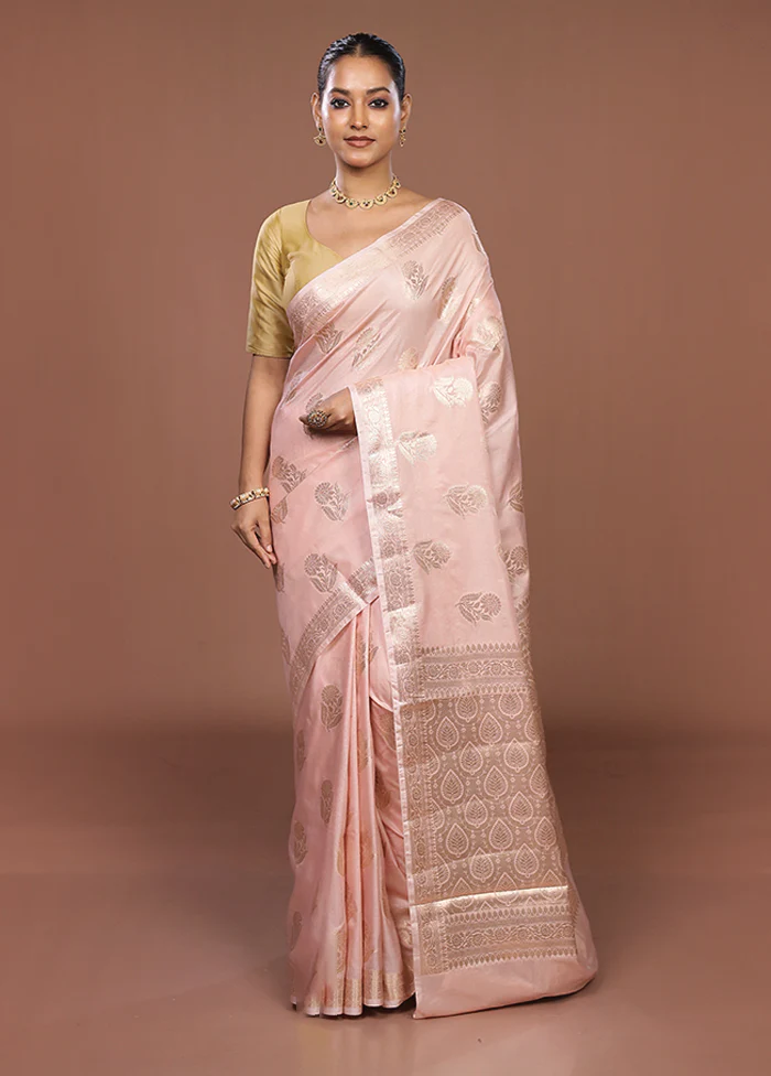 Pink Dupion Silk Saree With Blouse Piece - Image 2