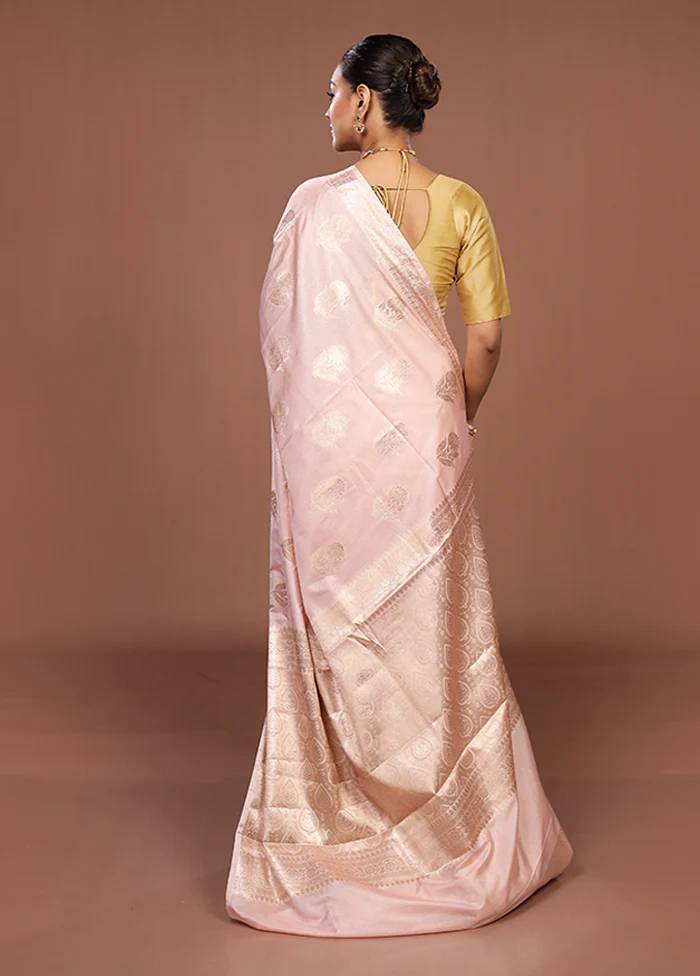 Pink Dupion Silk Saree With Blouse Piece - Image 3