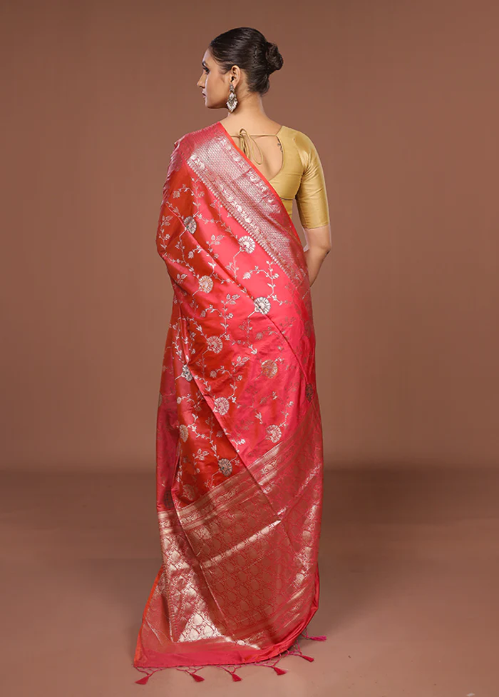 Pink Dupion Silk Saree With Blouse Piece - Image 3