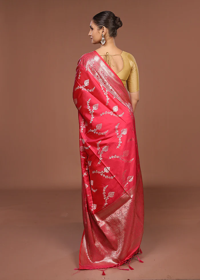 Pink Dupion Silk Saree With Blouse Piece - Image 3