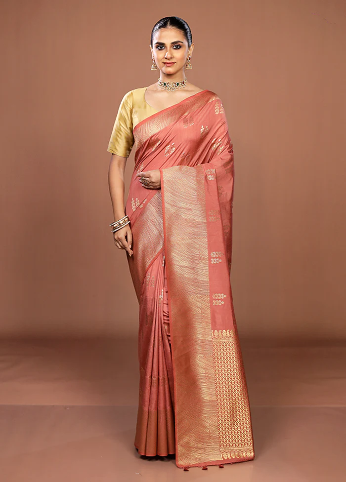 Pink Dupion Silk Saree With Blouse Piece - Image 2