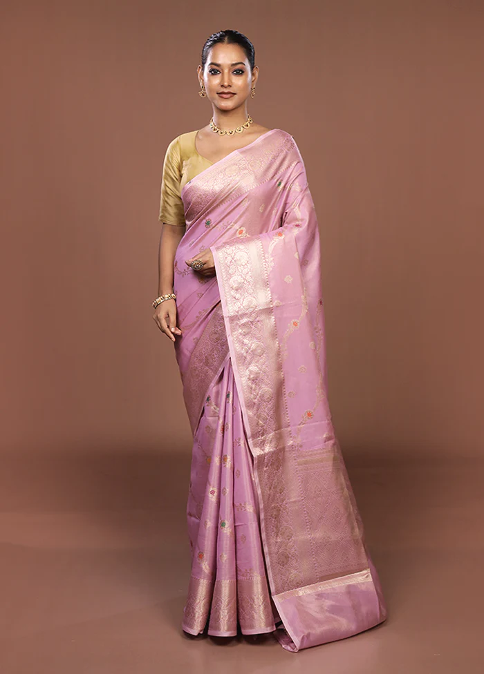 Pink Dupion Silk Saree With Blouse Piece - Image 2