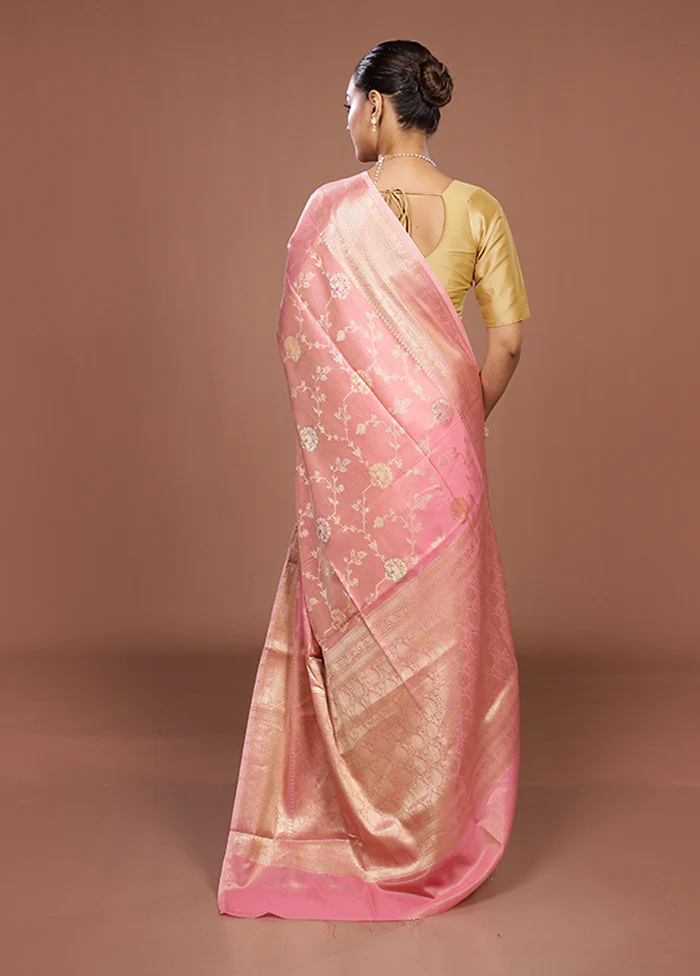 Pink Dupion Silk Saree With Blouse Piece - Image 3