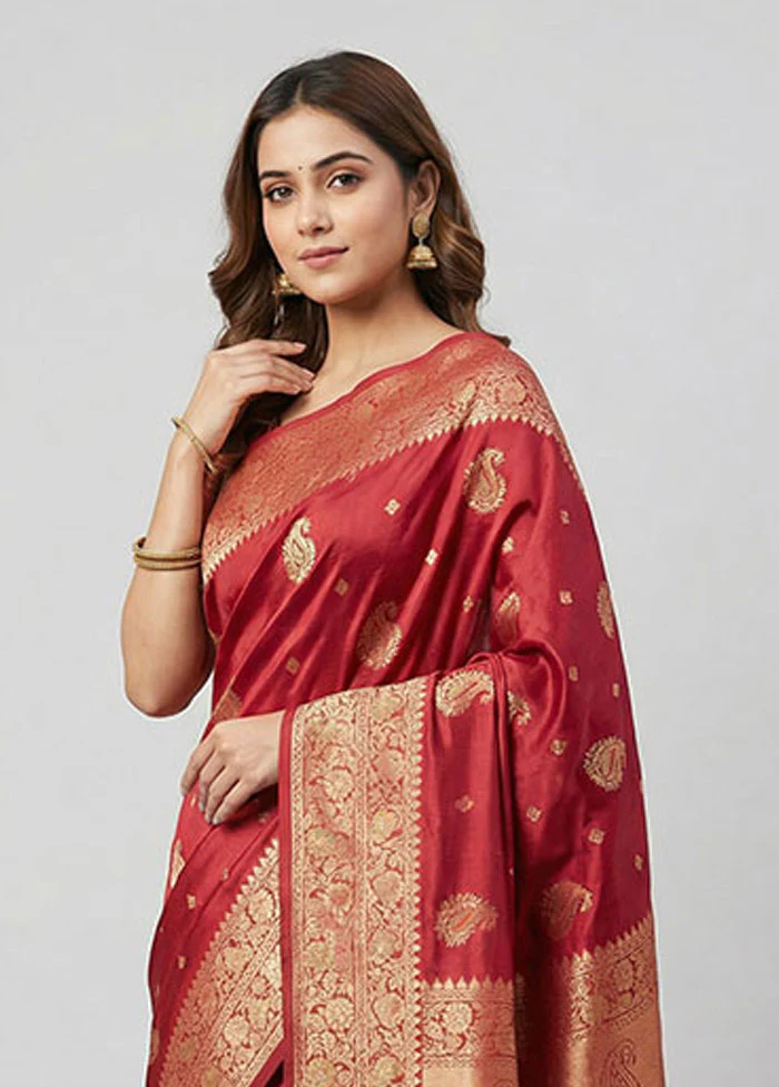 Pink Dupion Silk Saree With Blouse Piece - Image 2