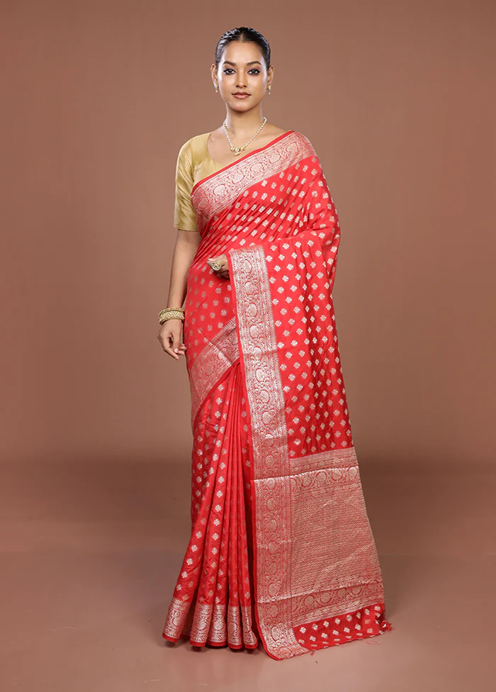 Orange Dupion Silk Saree With Blouse Piece - Image 2