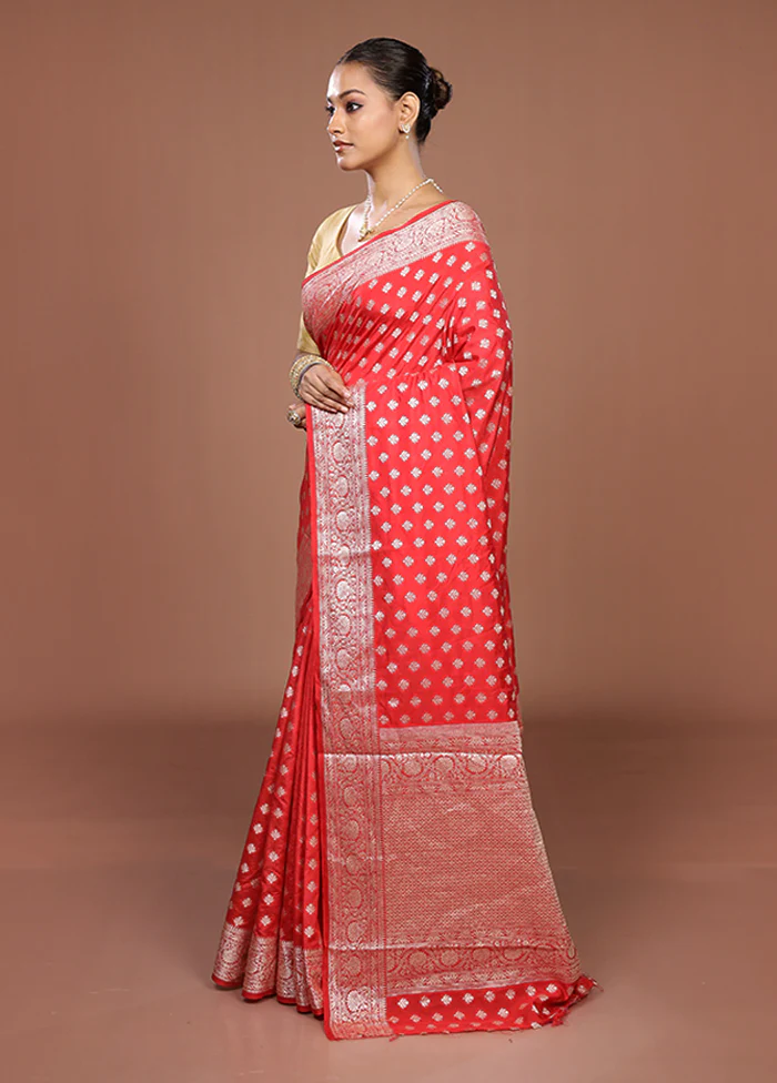 Orange Dupion Silk Saree With Blouse Piece - Image 4