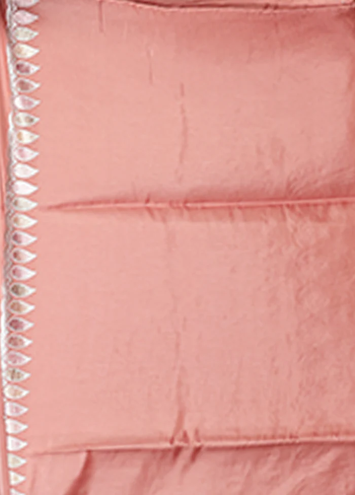 Pink Dupion Silk Saree With Blouse Piece - Image 5