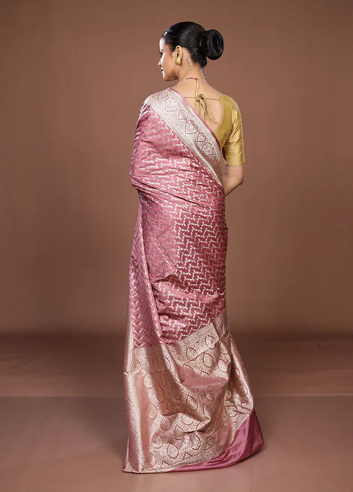 Pink Dupion Silk Saree With Blouse Piece - Image 3