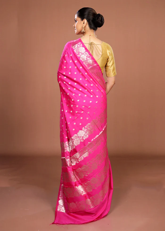 Pink Dupion Silk Saree With Blouse Piece - Image 3