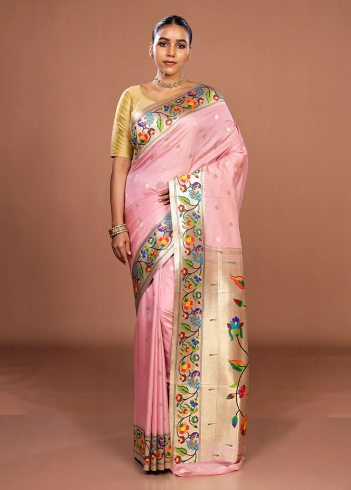 Pink Dupion Silk Saree With Blouse Piece - Image 2