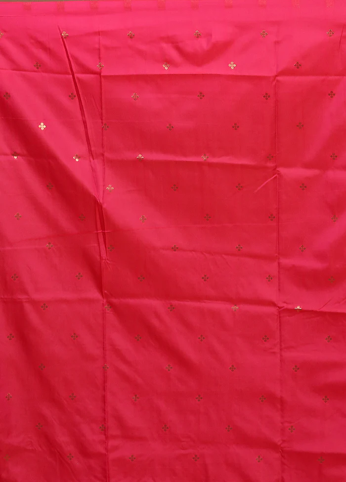 Pink Dupion Silk Saree With Blouse Piece - Image 5