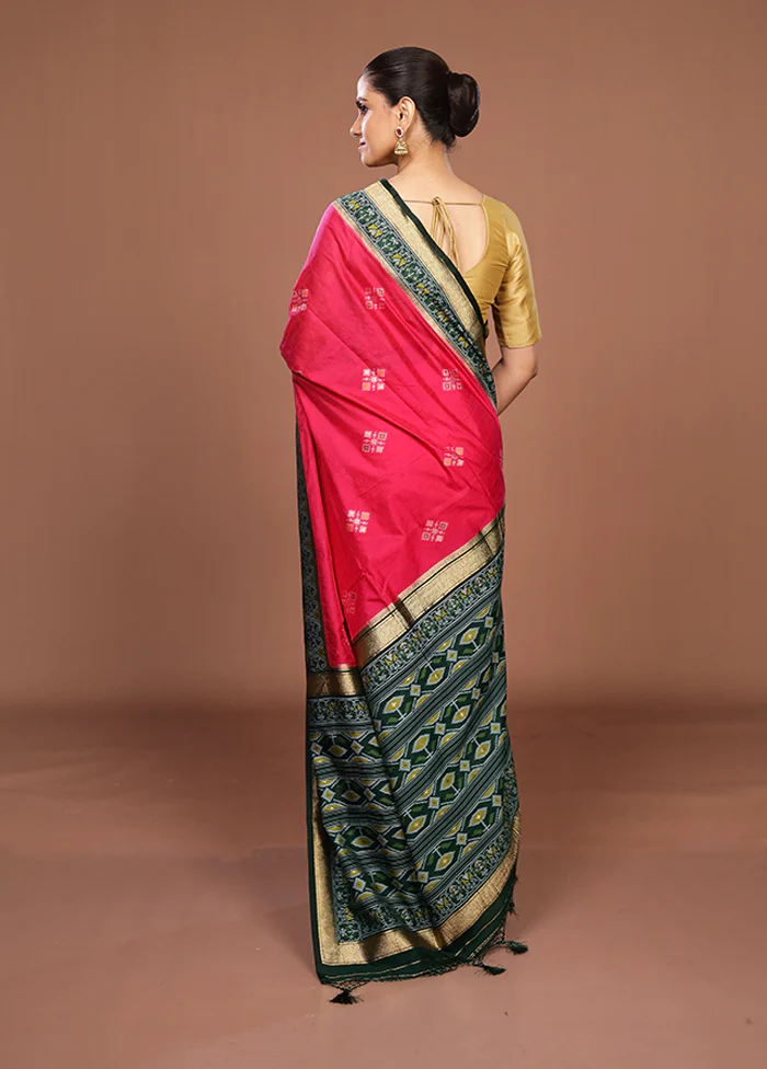 Pink Dupion Silk Saree With Blouse Piece - Image 3