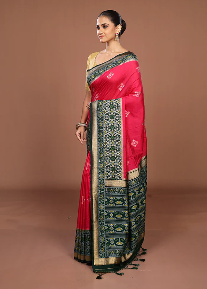 Pink Dupion Silk Saree With Blouse Piece - Image 4