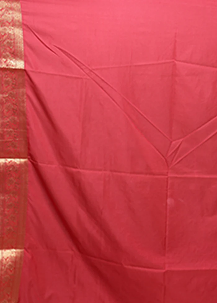 Pink Dupion Silk Saree With Blouse Piece - Image 5