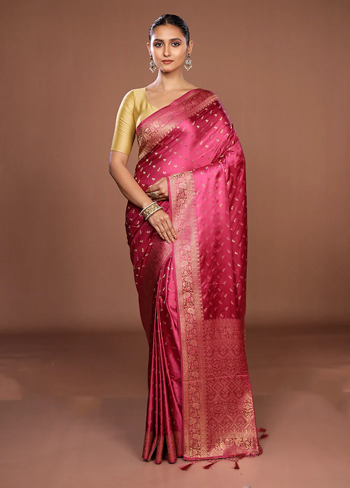 Pink Dupion Silk Saree With Blouse Piece - Image 2