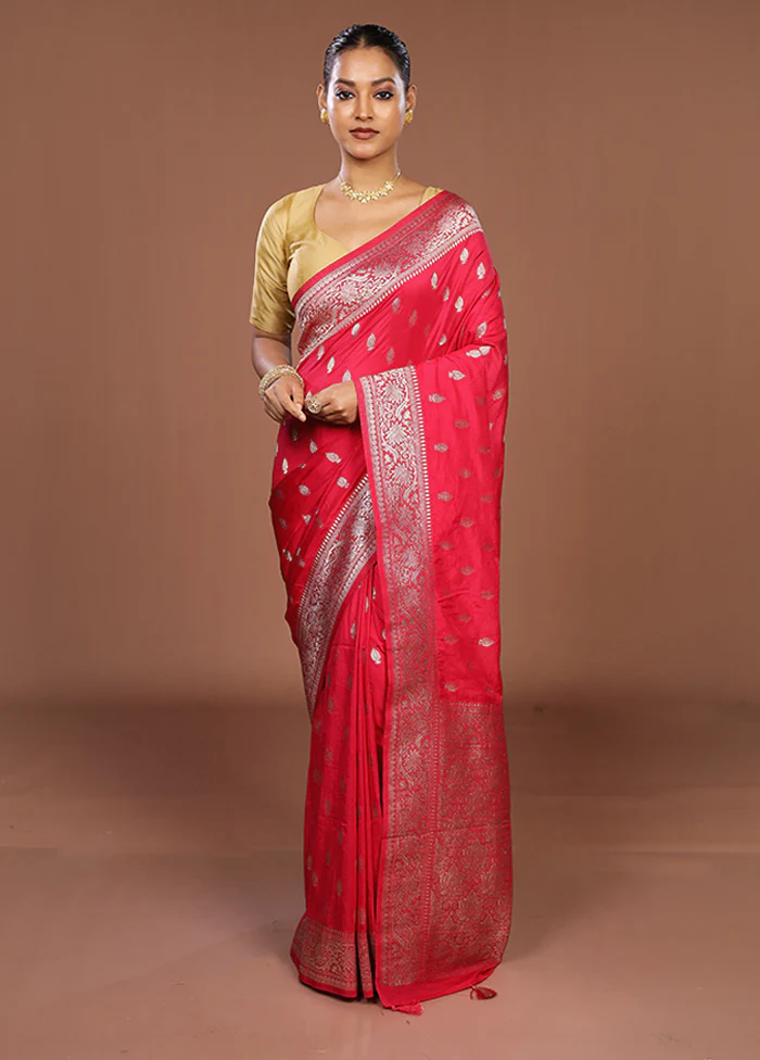 Pink Dupion Silk Saree With Blouse Piece - Image 2