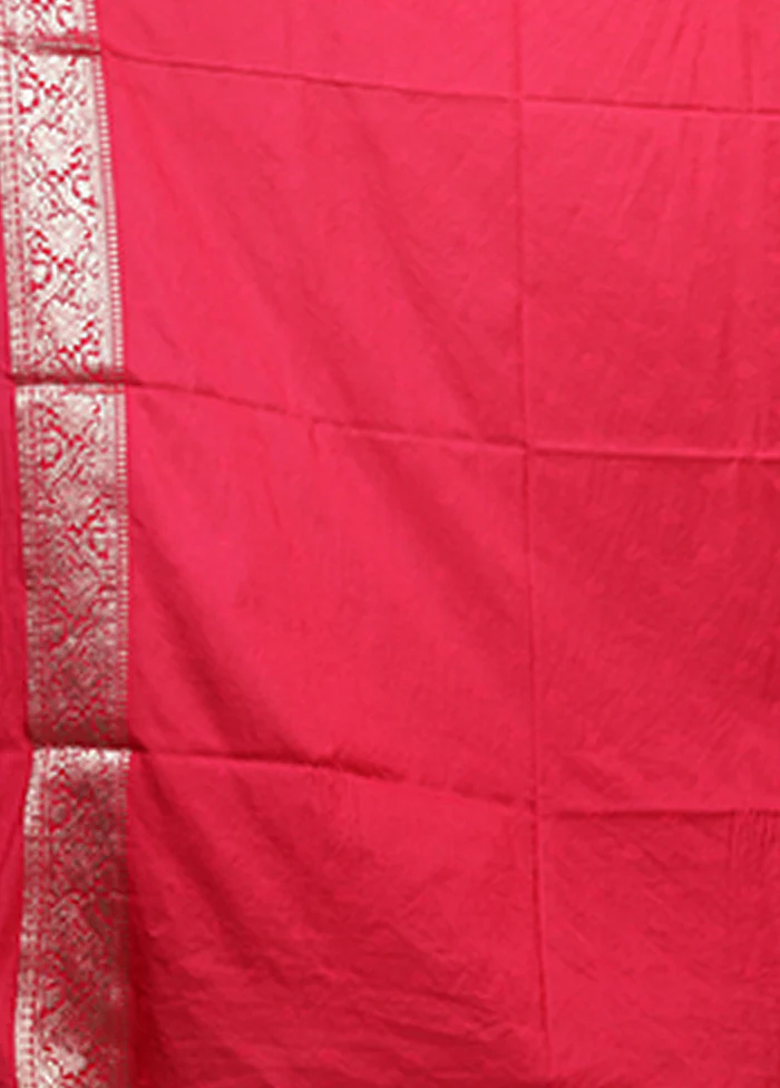 Pink Dupion Silk Saree With Blouse Piece - Image 5