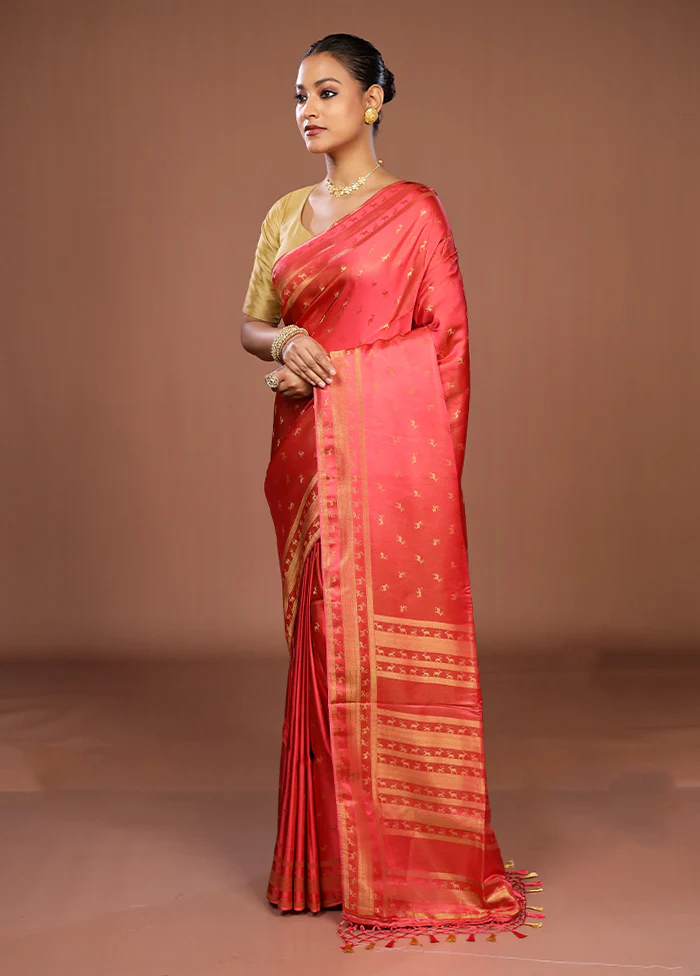 Pink Dupion Silk Saree With Blouse Piece - Image 4