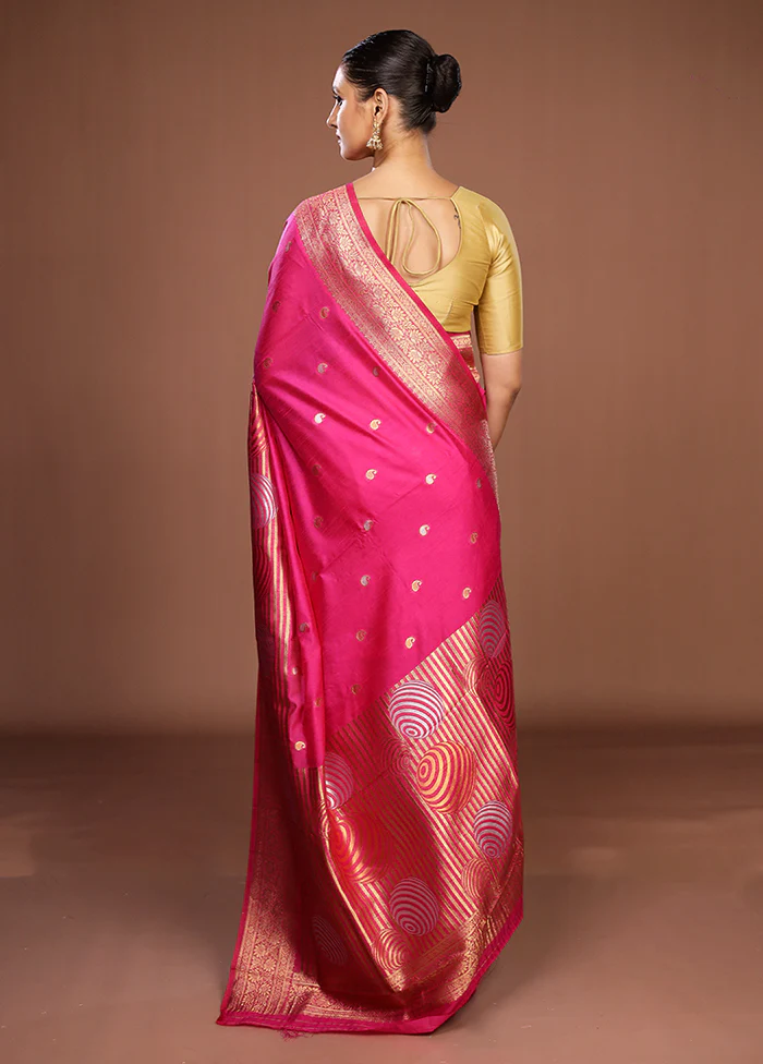 Pink Dupion Silk Saree With Blouse Piece - Image 3
