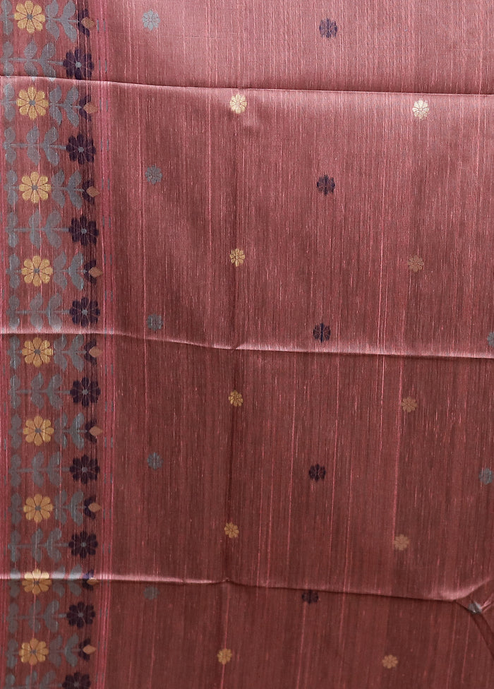 Pink Dupion Silk Saree With Blouse Piece - Image 5