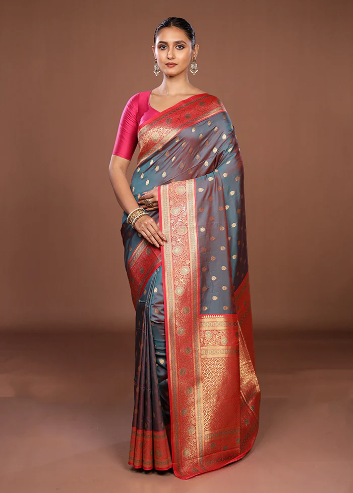 Pink Dupion Silk Saree With Blouse Piece - Image 2