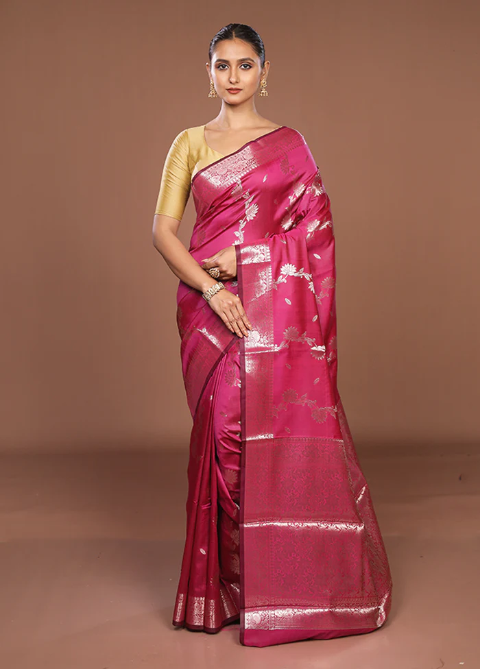 Pink Dupion Silk Saree With Blouse Piece - Image 2