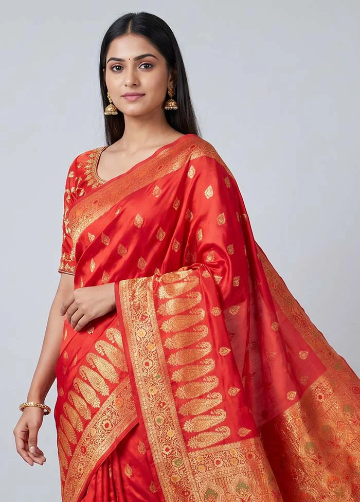Pink Dupion Silk Saree With Blouse Piece - Image 2