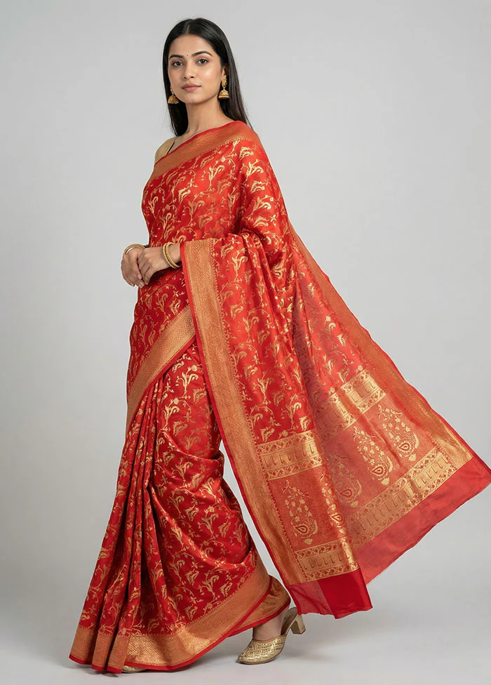 Pink Dupion Silk Saree With Blouse Piece