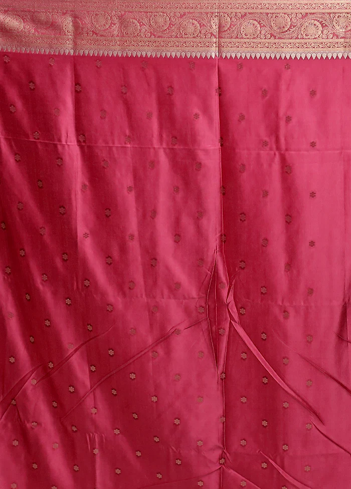 Pink Dupion Silk Saree With Blouse Piece - Image 5