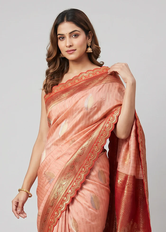 Pink Dupion Silk Saree With Blouse Piece - Image 2