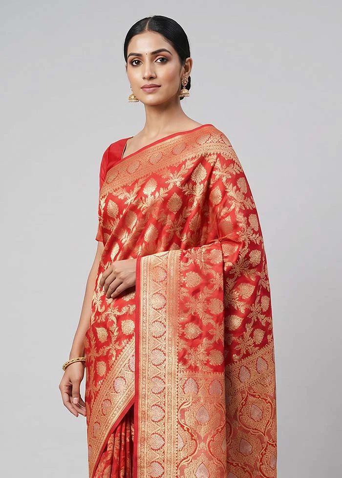 Pink Dupion Silk Saree With Blouse Piece - Image 2