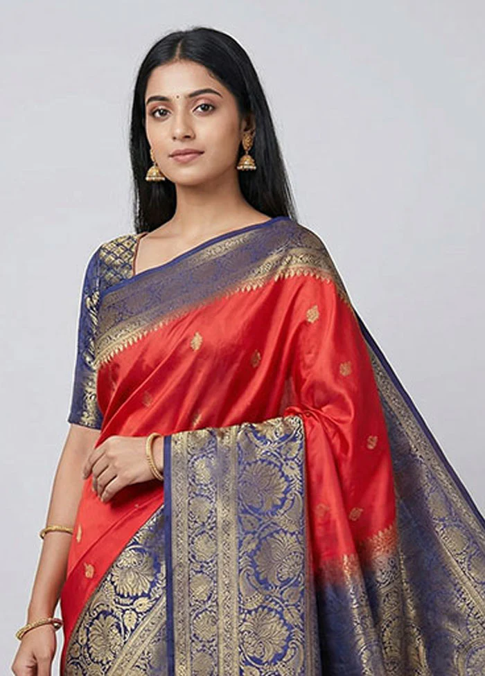 Pink Dupion Silk Saree With Blouse Piece - Image 2