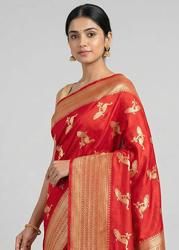 Pink Dupion Silk Saree With Blouse Piece - Image 2