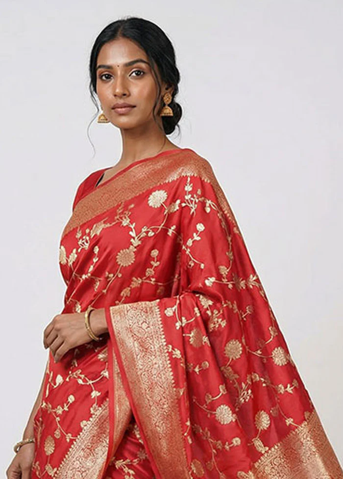 Pink Dupion Silk Saree With Blouse Piece - Image 2
