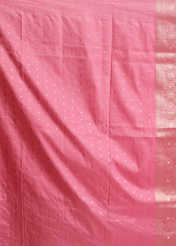 Pink Dupion Silk Saree With Blouse Piece - Image 5