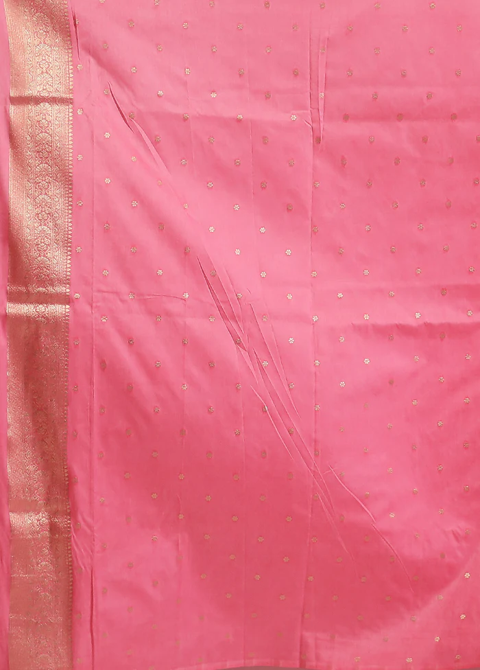 Pink Dupion Silk Saree With Blouse Piece - Image 5
