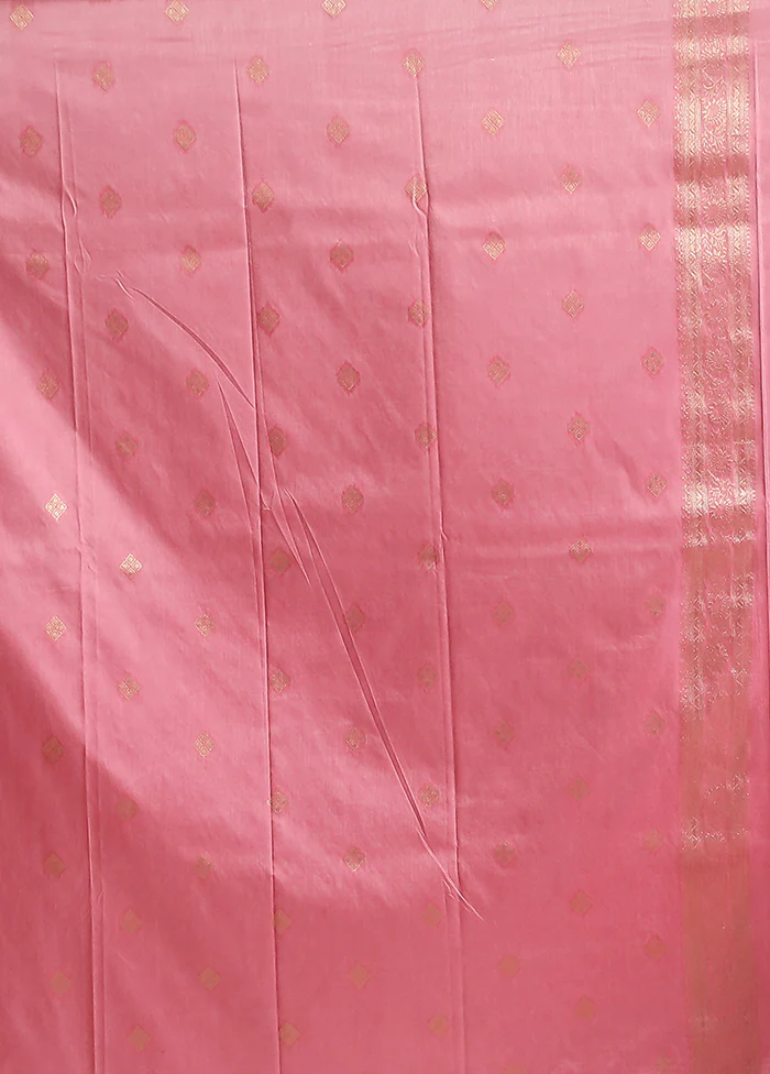 Pink Dupion Silk Saree With Blouse Piece - Image 5