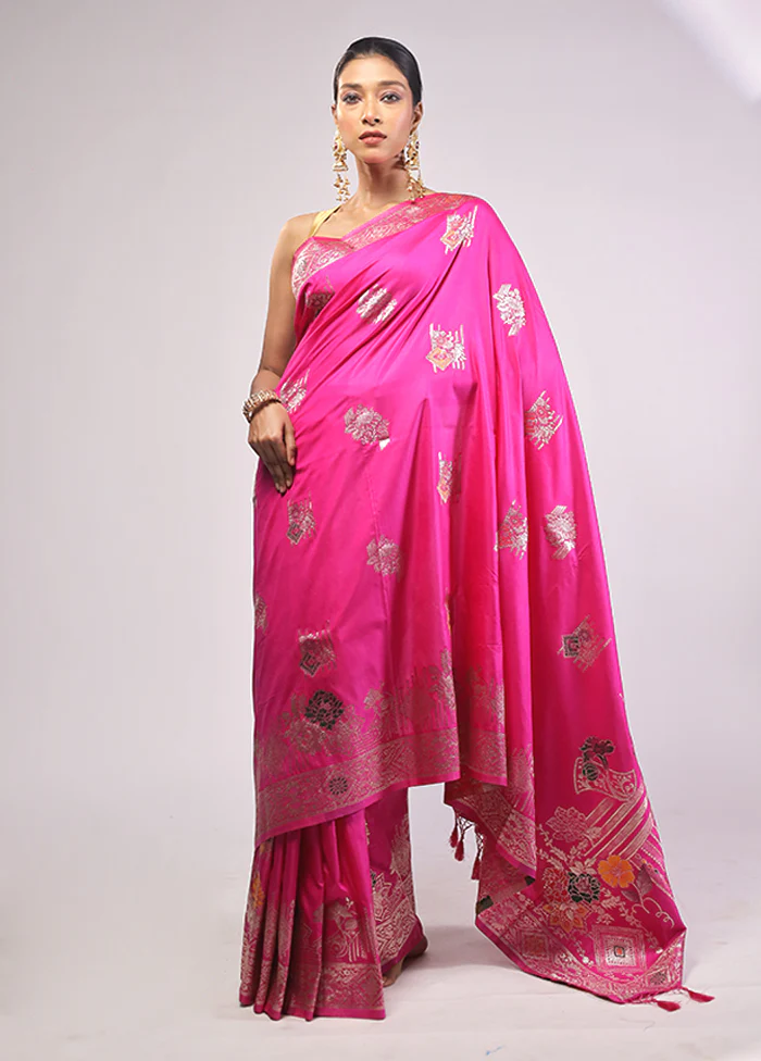 Pink Dupion Silk Saree With Blouse Piece - Image 2