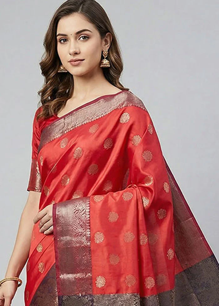 Pink Dupion Silk Saree With Blouse Piece - Image 2